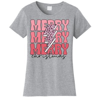 Merry Christmas Groovy Retro Lightning Bolt Women's T-Shirt