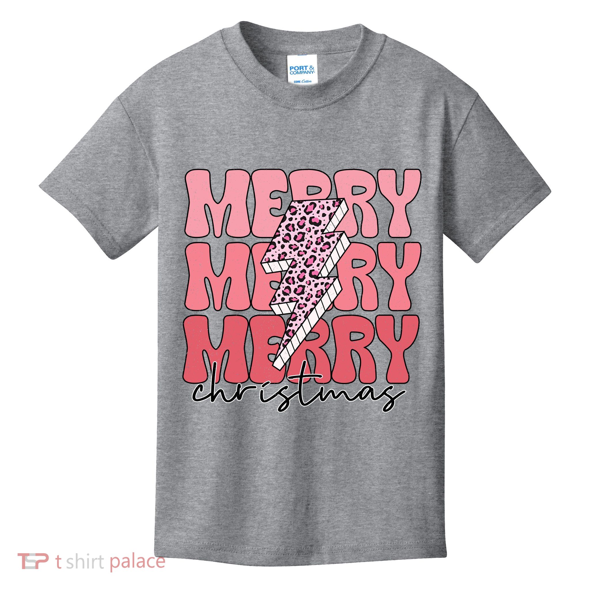 Merry Christmas Groovy Retro Lightning Bolt Kids T-Shirt