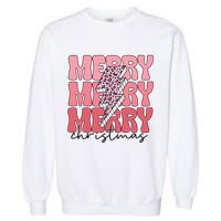 Merry Christmas Groovy Retro Lightning Bolt Garment-Dyed Sweatshirt