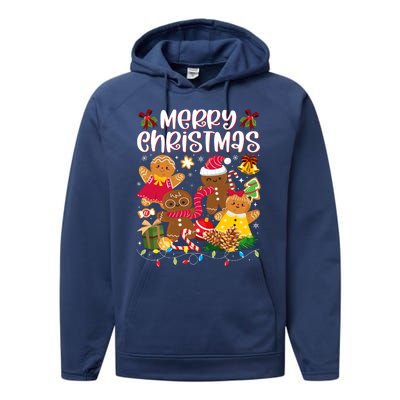 Merry Christmas Gingerbread Cookies Performance Fleece Hoodie