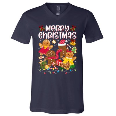 Merry Christmas Gingerbread Cookies V-Neck T-Shirt