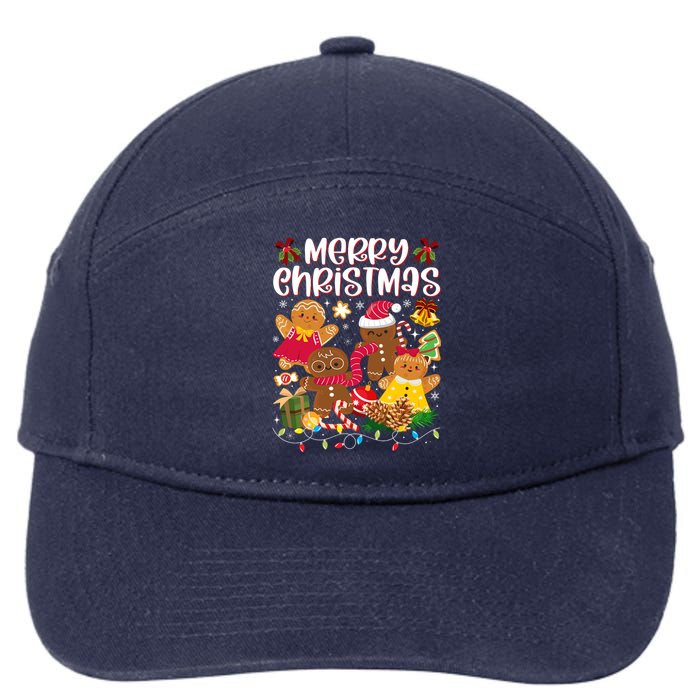 Merry Christmas Gingerbread Cookies 7-Panel Snapback Hat