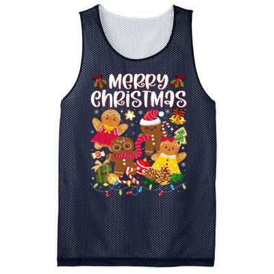 Merry Christmas Gingerbread Cookies Mesh Reversible Basketball Jersey Tank