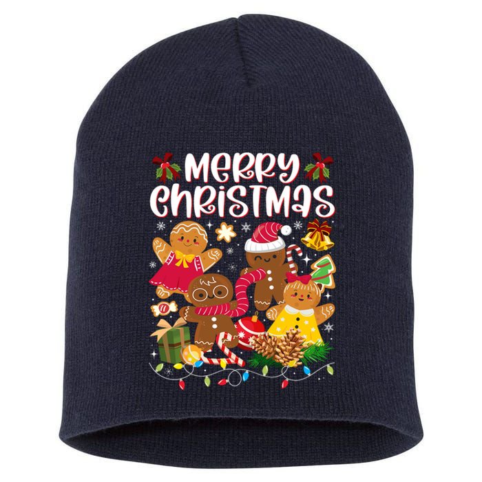 Merry Christmas Gingerbread Cookies Short Acrylic Beanie