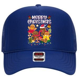 Merry Christmas Gingerbread Cookies High Crown Mesh Back Trucker Hat