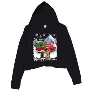 Merry Christmas Ger Shepherds Santa Red Truck Xmas Tree Gift Crop Fleece Hoodie