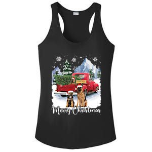 Merry Christmas Ger Shepherds Santa Red Truck Xmas Tree Gift Ladies PosiCharge Competitor Racerback Tank