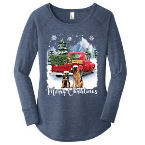 Merry Christmas Ger Shepherds Santa Red Truck Xmas Tree Gift Women's Perfect Tri Tunic Long Sleeve Shirt