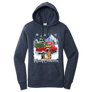 Merry Christmas Ger Shepherds Santa Red Truck Xmas Tree Gift Women's Pullover Hoodie