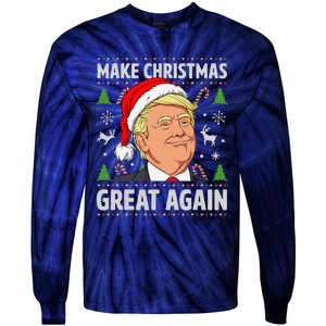 Make Christmas Great Again Funny Trump Ugly Christmas Tie-Dye Long Sleeve Shirt