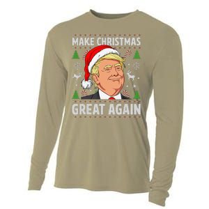 Make Christmas Great Again Funny Trump Ugly Christmas Cooling Performance Long Sleeve Crew