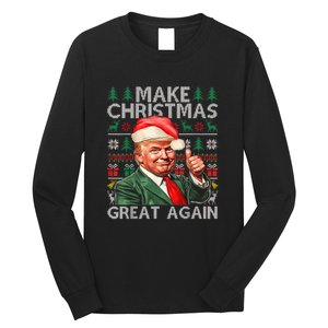 Make Christmas Great Again Funny Trump Xmas Snow Pajama Ugly Long Sleeve Shirt