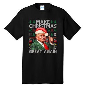 Make Christmas Great Again Funny Trump Xmas Snow Pajama Ugly Tall T-Shirt