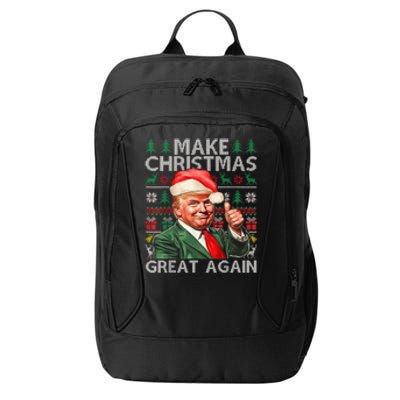 Make Christmas Great Again Funny Trump Xmas Snow Pajama Ugly City Backpack