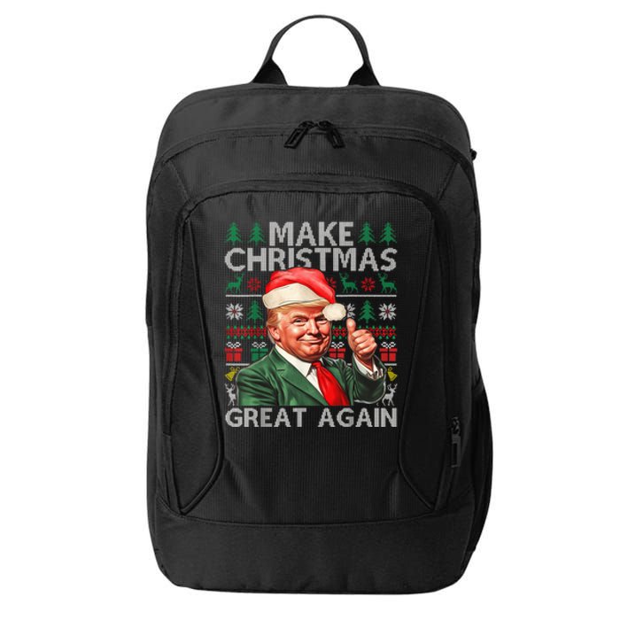 Make Christmas Great Again Funny Trump Xmas Snow Pajama Ugly City Backpack