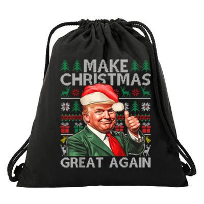 Make Christmas Great Again Funny Trump Xmas Snow Pajama Ugly Drawstring Bag