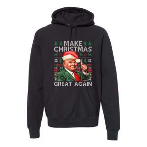 Make Christmas Great Again Funny Trump Xmas Snow Pajama Ugly Premium Hoodie