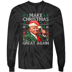 Make Christmas Great Again Funny Trump Xmas Snow Pajama Ugly Tie-Dye Long Sleeve Shirt