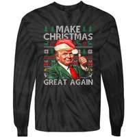 Make Christmas Great Again Funny Trump Xmas Snow Pajama Ugly Tie-Dye Long Sleeve Shirt