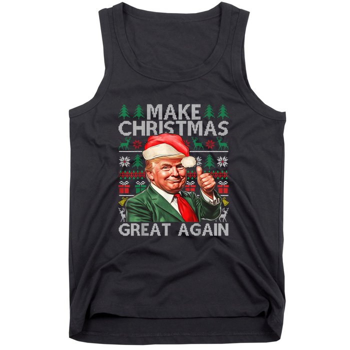 Make Christmas Great Again Funny Trump Xmas Snow Pajama Ugly Tank Top