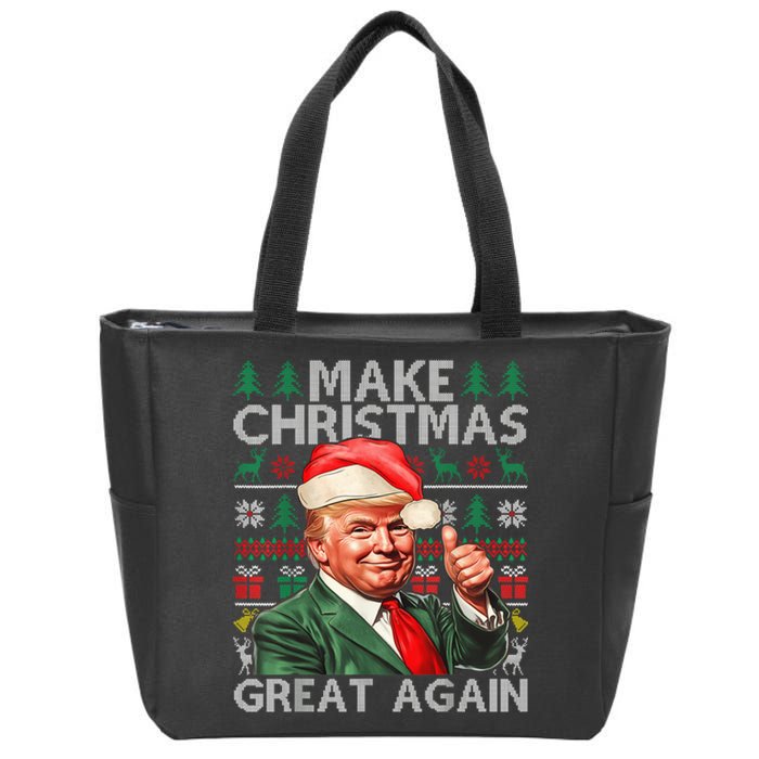 Make Christmas Great Again Funny Trump Xmas Snow Pajama Ugly Zip Tote Bag