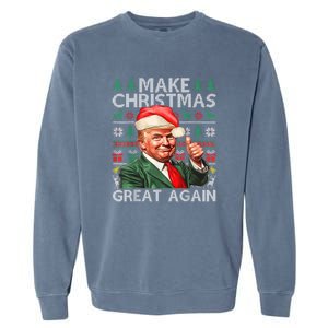 Make Christmas Great Again Funny Trump Xmas Snow Pajama Ugly Garment-Dyed Sweatshirt