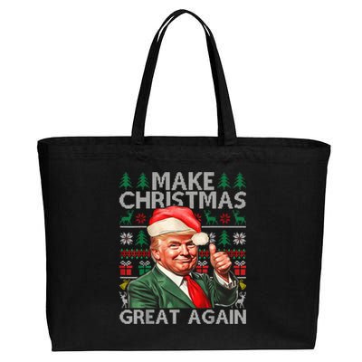 Make Christmas Great Again Funny Trump Xmas Snow Pajama Ugly Cotton Canvas Jumbo Tote