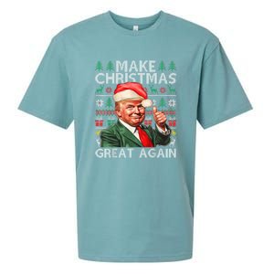 Make Christmas Great Again Funny Trump Xmas Snow Pajama Ugly Sueded Cloud Jersey T-Shirt