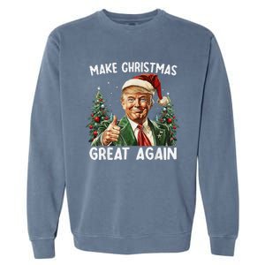 Make Christmas Great Again Funny Santa Trump 2024 Xmas Garment-Dyed Sweatshirt