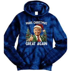 Make Christmas Great Again Funny Santa Trump 2024 Xmas Tie Dye Hoodie