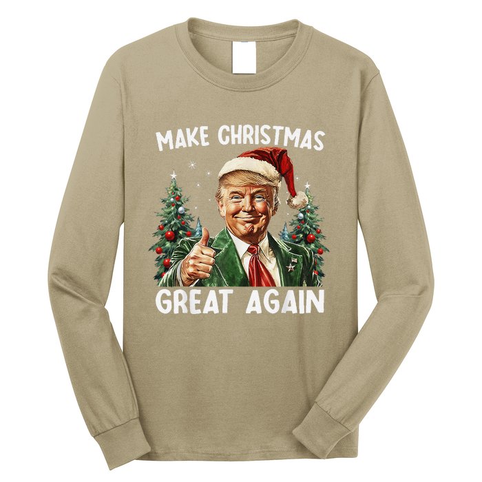 Make Christmas Great Again Funny Santa Trump 2024 Xmas Long Sleeve Shirt