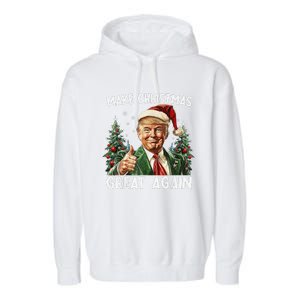 Make Christmas Great Again Funny Santa Trump 2024 Xmas Garment-Dyed Fleece Hoodie