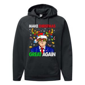 Make Christmas Great Again Funny Trump Ugly Christmas Performance Fleece Hoodie