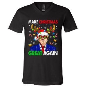 Make Christmas Great Again Funny Trump Ugly Christmas V-Neck T-Shirt