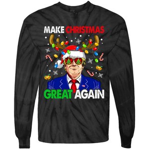 Make Christmas Great Again Funny Trump Ugly Christmas Tie-Dye Long Sleeve Shirt