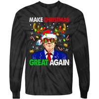 Make Christmas Great Again Funny Trump Ugly Christmas Tie-Dye Long Sleeve Shirt