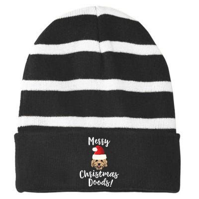 Merry Christmas Goldendoodle Funny Dog Striped Beanie with Solid Band