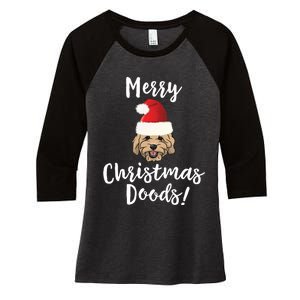 Merry Christmas Goldendoodle Funny Dog Women's Tri-Blend 3/4-Sleeve Raglan Shirt