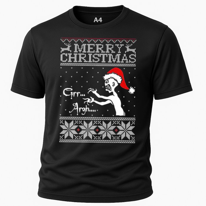 Merry Christmas Grr Argh Ugly Zombie Santa Cooling Performance Crew T-Shirt