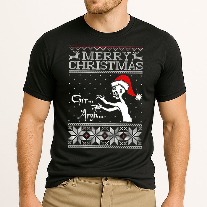 Merry Christmas Grr Argh Ugly Zombie Santa Cooling Performance Crew T-Shirt