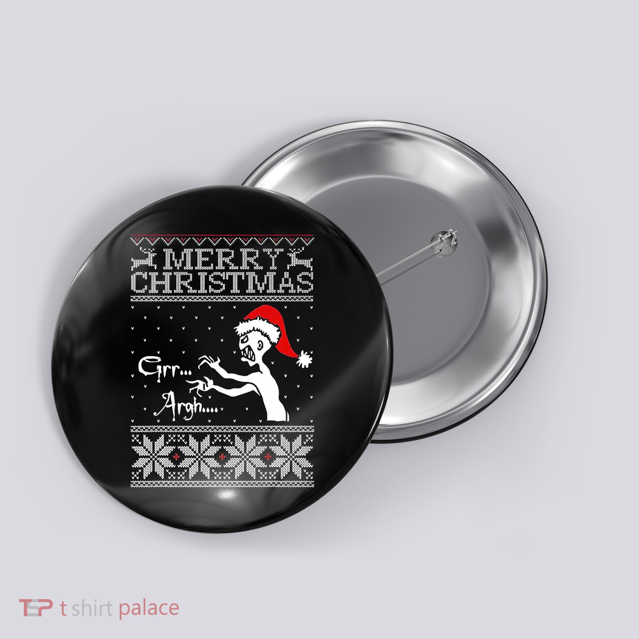 Merry Christmas Grr Argh Ugly Zombie Santa Button