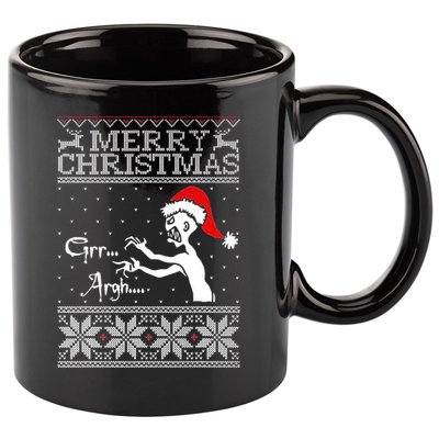 Merry Christmas Grr Argh Ugly Zombie Santa 11oz C Handle Ceramic Mug