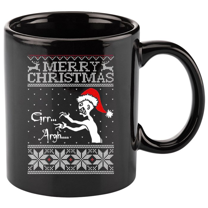Merry Christmas Grr Argh Ugly Zombie Santa 11oz C Handle Ceramic Mug