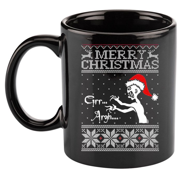 Merry Christmas Grr Argh Ugly Zombie Santa 11oz C Handle Ceramic Mug
