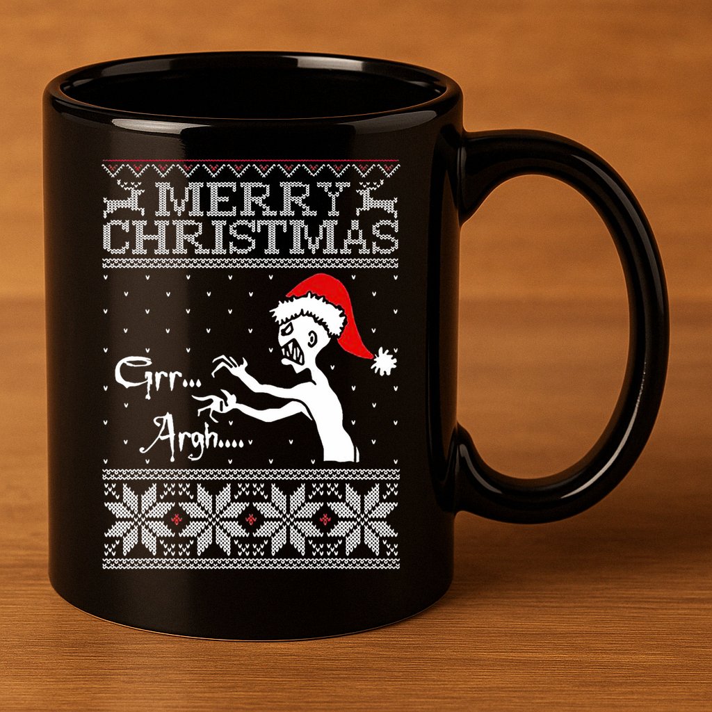 Merry Christmas Grr Argh Ugly Zombie Santa 11oz C Handle Ceramic Mug