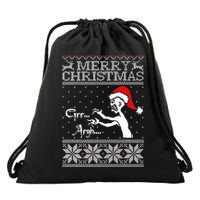 Merry Christmas Grr Argh Ugly Zombie Santa Drawstring Bag