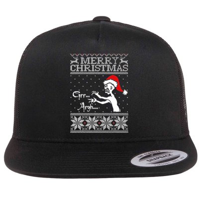 Merry Christmas Grr Argh Ugly Zombie Santa Flat Bill Trucker Hat
