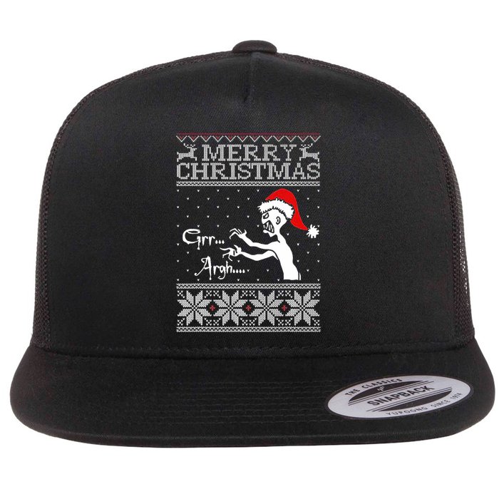 Merry Christmas Grr Argh Ugly Zombie Santa Flat Bill Trucker Hat