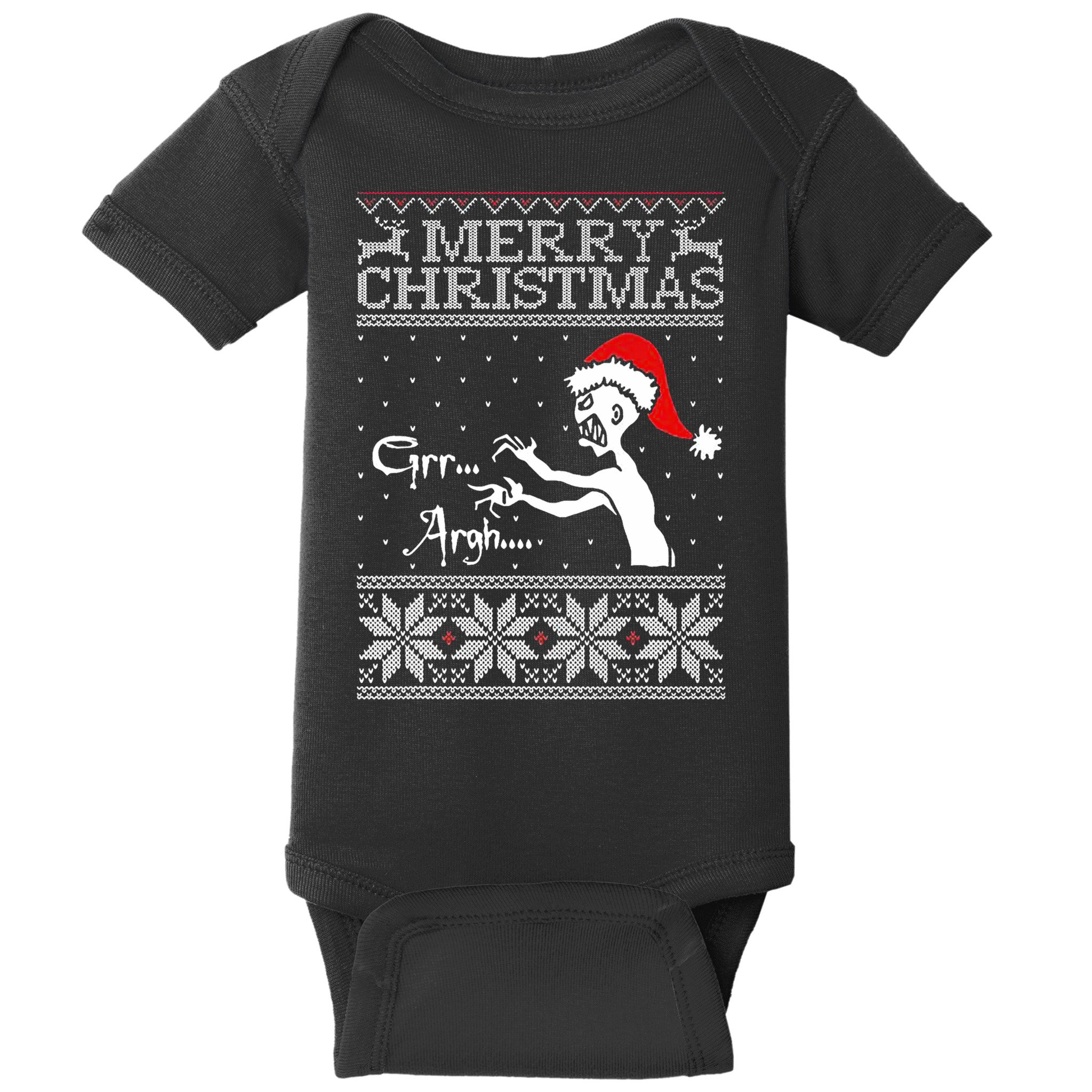 Merry Christmas Grr Argh Ugly Zombie Santa Baby Bodysuit