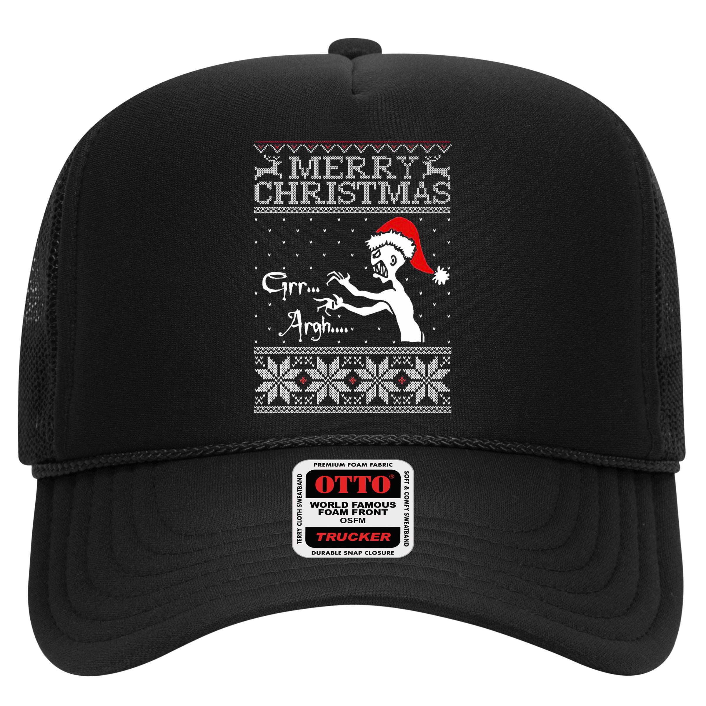 Merry Christmas Grr Argh Ugly Zombie Santa Trucker Hat